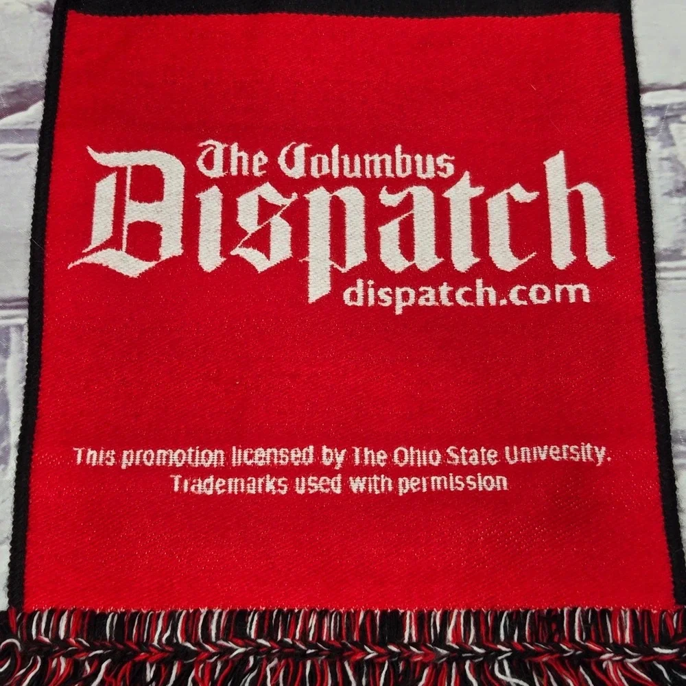 Ohio State Buckeyes NCAA Knit Scarf Red Black Columbus Football Promo Fringe